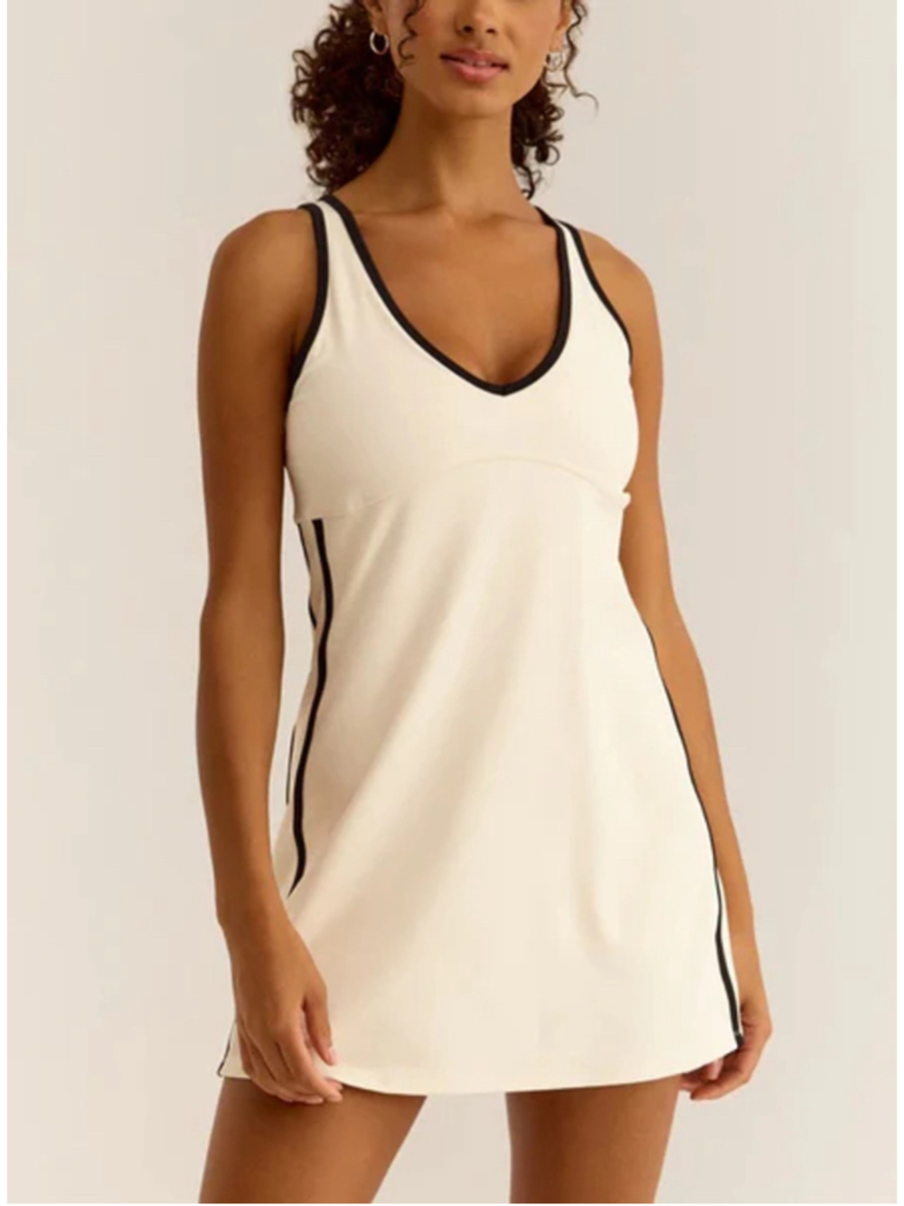 Z Supply Cream Mini Dress with Black Trim